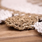 Ковёр круглый натуральный плетёный «Солнце» на пол, из водорослей, 120 см, белый - Фото 4