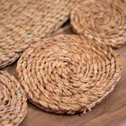 Ковёр на пол круглый натуральный плетёный «Солнце», из водорослей, 120 см, бежевый - Фото 3