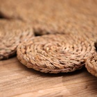 Ковёр на пол круглый натуральный плетёный «Солнце», из водорослей, 120 см, бежевый - Фото 4