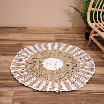 Ковёр на пол круглый натуральный плетёный «Эко», из водорослей, 80 см