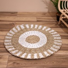 Ковёр на пол круглый натуральный плетёный «Кольца», из водорослей, 80 см - Фото 1