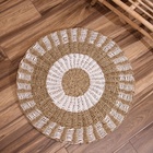 Ковёр на пол круглый натуральный плетёный «Кольца», из водорослей, 80 см - Фото 2