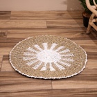 Коврик на пол круглый натуральный плетёный «Солнышко», из водорослей, 60 см, бежевый - Фото 1