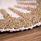 Коврик на пол круглый натуральный плетёный «Солнышко», из водорослей, 60 см, бежевый - Фото 4