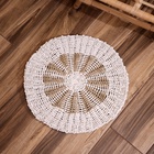 Коврик на пол круглый натуральный плетёный «Солнышко», из водорослей, 50 см, белый - Фото 2