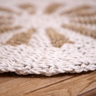 Коврик на пол круглый натуральный плетёный «Солнышко», из водорослей, 50 см, белый - Фото 4