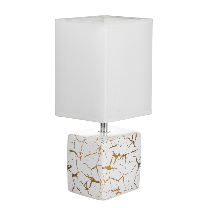 Настольная лампа Флаффи E14 40Вт Белый, Золото  13х11х30,5 см - фото 1927175044
