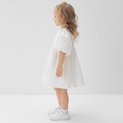 Платье для девочки MINAKU: Cotton collection с рукавами, белое, рост 92-98 см