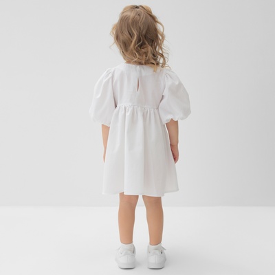 Платье для девочки MINAKU: Cotton collection с рукавами, белое, рост 110-116 см