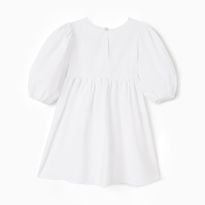 Платье для девочки MINAKU: Cotton collection с рукавами, белое, рост 110-116 см