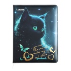 Дневник универсальный для 1-11 класса Black Cat, твёрдая обложка, искусственная кожа, с поролоном, ляссе, 80 г/м2 - фото 110400714