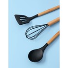 УЦЕНКА Набор кухонных принадлежностей Доляна «Лиам», 7 предметов, 33×12,5×12,5 см, цвет чёрный - Фото 6