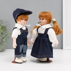 Кукла коллекционная парочка "Оля и Слава, джинсовый наряд" набор 2 шт 19 см - Фото 3