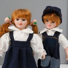 Кукла коллекционная парочка "Оля и Слава, джинсовый наряд" набор 2 шт 19 см - Фото 5