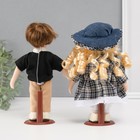 Кукла коллекционная парочка "Лена и Серёжа, клетчатый наряд" набор 2 шт 21 см - Фото 4