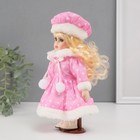 Кукла коллекционная керамика "Малышка Лиза в розовом платье в горох, с мехом" 21 см - Фото 2