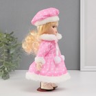 Кукла коллекционная керамика "Малышка Лиза в розовом платье в горох, с мехом" 21 см - Фото 3