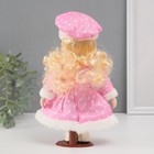 Кукла коллекционная керамика "Малышка Лиза в розовом платье в горох, с мехом" 21 см - Фото 4