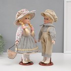 Кукла коллекционная парочка "Нина и Витя, бежевый наряд с полоской" набор 2 шт 30 см - Фото 2