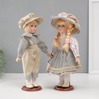 Кукла коллекционная парочка "Нина и Витя, бежевый наряд с полоской" набор 2 шт 30 см - Фото 3