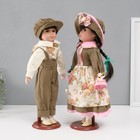 Кукла коллекционная парочка "Марина и Паша, зелёный наряд с цветами" набор 2 шт 40 см - Фото 3