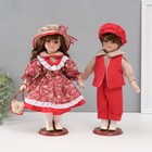 Кукла коллекционная парочка "Ксюша и Егор, бордовый наряд с цветами" набор 2 шт 31 см - фото 110347278