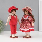 Кукла коллекционная парочка "Ксюша и Егор, бордовый наряд с цветами" набор 2 шт 31 см - Фото 3