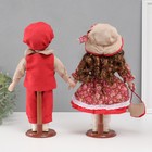 Кукла коллекционная парочка "Ксюша и Егор, бордовый наряд с цветами" набор 2 шт 31 см - Фото 4