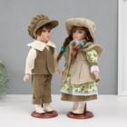 Кукла коллекционная парочка "Алиса и Тимофей, зелёный наряд с цветами" набор 2 шт 31 см - Фото 3