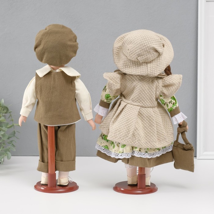 Кукла коллекционная парочка "Алиса и Тимофей, зелёный наряд с цветами" набор 2 шт 31 см - фото 1906741759