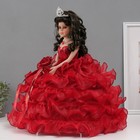 Кукла коллекционная зонтик керамика "Леди в бордовом платье с розой, в тиаре" 45 см - Фото 2