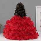 Кукла коллекционная зонтик керамика "Леди в бордовом платье с розой, в тиаре" 45 см - Фото 4