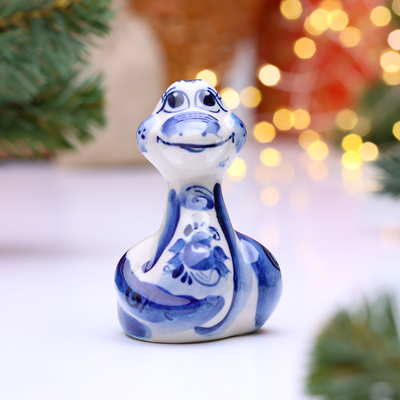 Сувенир символ года "Змея Линк", гжель