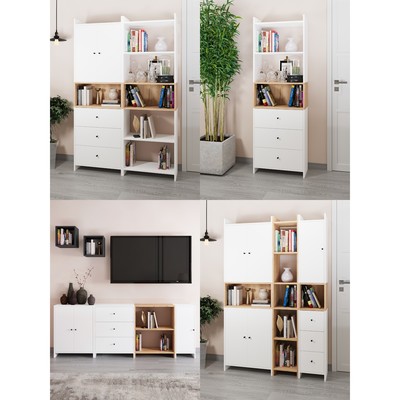 Стеллаж 600, 600х300х776, Квадро/Белый