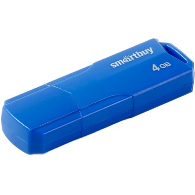 Флешка Smartbuy 4GBCLU-BU, 4 Гб, USB2.0, чт до 25 Мб/с, зап до 15 Мб/с, голубая