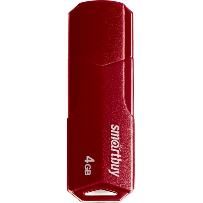 Флешка Smartbuy 4GBCLU-BG, 4 Гб, USB2.0, чт до 25 Мб/с, зап до 15 Мб/с, темно-красная
