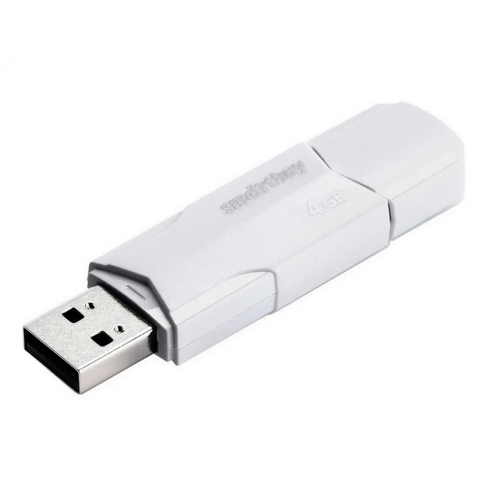 Флешка Smartbuy 4GBCLU-W, 4 Гб, USB2.0, чт до 25 Мб/с, зап до 15 Мб/с, белая - фото 51566123