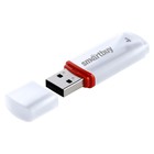 Флешка Smartbuy 4GBCRW-W, 4 Гб, USB2.0, чт до 25 Мб/с, зап до 15 Мб/с, белая - фото 321615805