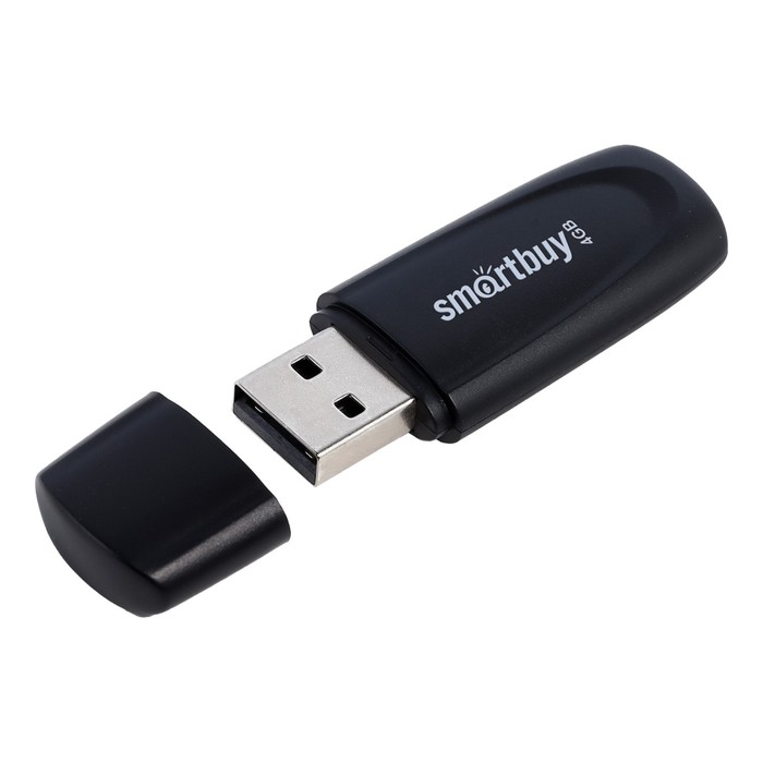 Флешка Smartbuy 4GB2SCK, 4 Гб, USB2.0, чт до 15 Мб/с, зап до 12 Мб/с, черная - Фото 1