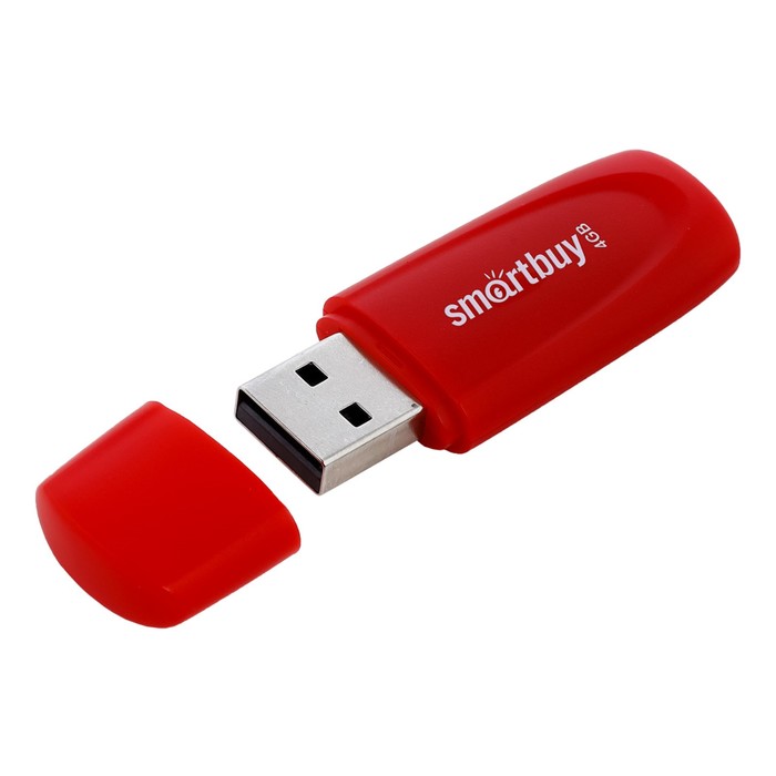 Флешка Smartbuy 4GB2SCR, 4 Гб, USB2.0, чт до 15 Мб/с, зап до 12 Мб/с, красная - Фото 1