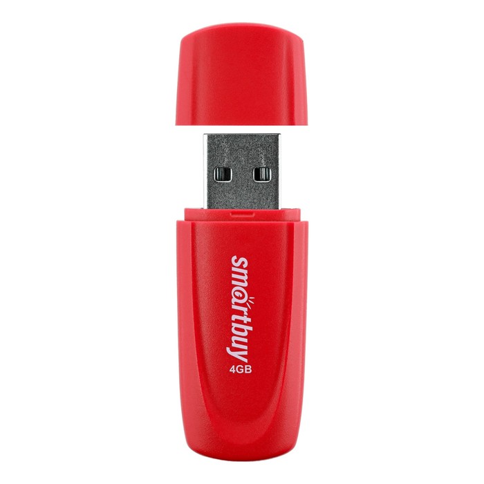 Флешка Smartbuy 4GB2SCR, 4 Гб, USB2.0, чт до 15 Мб/с, зап до 12 Мб/с, красная - фото 51566147