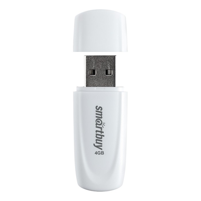 Флешка Smartbuy 4GB2SCW, 4 Гб, USB2.0, чт до 15 Мб/с, зап до 12 Мб/с, белая - фото 51566151