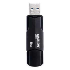 Флешка Smartbuy 8GBCLU-K, 8 Гб, USB2.0, чт до 25 Мб/с, зап до 15 Мб/с, черная