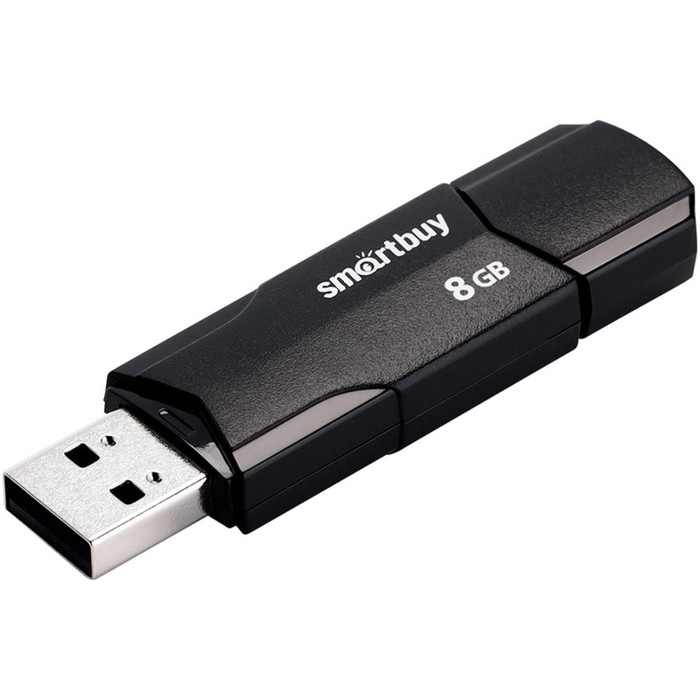 Флешка Smartbuy 8GBCLU-K, 8 Гб, USB2.0, чт до 25 Мб/с, зап до 15 Мб/с, черная - фото 51566169