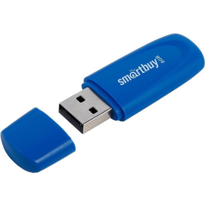 Флешка Smartbuy 008GB2SCB, 8 Гб, USB2.0, чт до 15 Мб/с, зап до 12 Мб/с, синяя - Фото 1