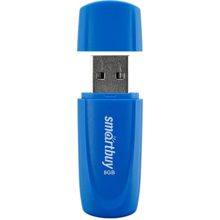 Флешка Smartbuy 008GB2SCB, 8 Гб, USB2.0, чт до 15 Мб/с, зап до 12 Мб/с, синяя