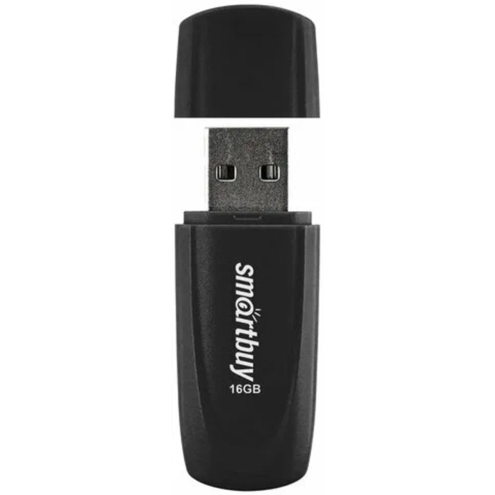 Флешка Smartbuy 016GB2SCK, 16 Гб, USB2.0, чт до 15 Мб/с, зап до 12 Мб/с, черная - фото 51566217