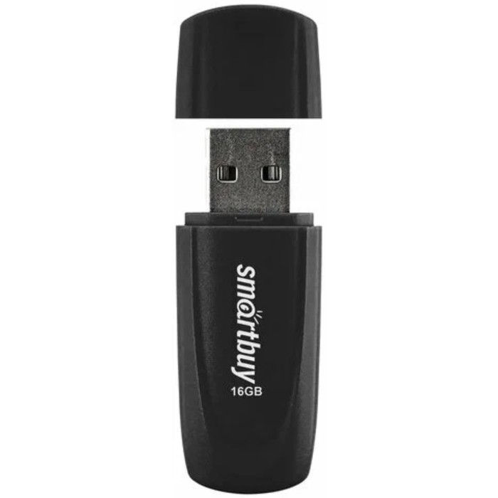 Флешка Smartbuy 016GB2SCK, 16 Гб, USB2.0, чт до 15 Мб/с, зап до 12 Мб/с, черная