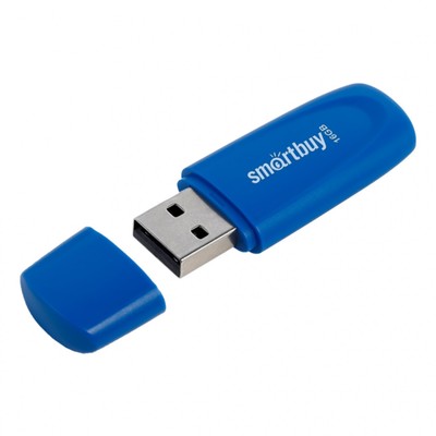 Флешка Smartbuy 016GB2SCB, 16 Гб, USB2.0, чтение до 15 Мб/с, запись до 12 Мб/с, синяя