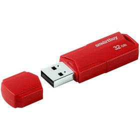 Флешка Smartbuy 32GBCLU-R, 32 Гб, USB2.0, чт до 25 Мб/с, зап до 15 Мб/с, красная